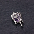 Silver liquid metal heart pendant with purple resin core and chain detail for DIY - Purple Gothic Heart (9#)