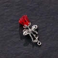Exquisite red resin rose pendant with silver metal bow detail for DIY jewelry making - Red Retro Rose (10#)