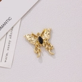 Golden butterfly pendant with textured lava metal finish and navette black stone inlay - Gold Lava Texture with Black Rhinestone (15#)