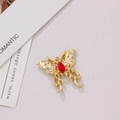 Golden butterfly pendant with red marquise gemstone and melted gold texture design - Gold Melted Texture with Red Rhinestone (16#)