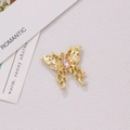 Gold butterfly pendant with irregular texture and pink gemstone for DIY jewelry making - Gold Irregular Texture with Pink Rhinestone (17#)