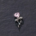 Pink heart crystal and silver ribbon bow charm for DIY jewelry handmade designs - Pink Heart Bow (15#)