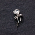 Silver alloy heart-shaped crystal pendant with ribbon-styled metal base for jewelry DIY - Clear Heart Bow (17#)