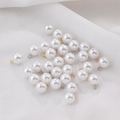 DIY round white ABS faux pearl pendant with gold metal bail for jewelry making - Pure White (White K Plating) / 4mm