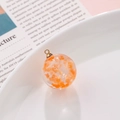 Pendentif sphérique en résine avec fleurs séchées orange et boucle dorée pour bijoux - Incrustation de Fleurs Séchées Orange (23#)