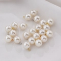 Polished white ABS imitation pearl pendants with gold and silver metal loops for DIY jewelry - Cream White (White K Plating) / 6mm