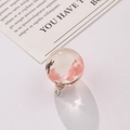 Handmade sphere pendant with a black cat silhouette and pink petals in clear resin - Cat Petal Scenery (8#16mm)