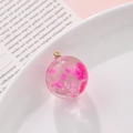 Pendentif rond en résine lumineuse avec nuages roses et fermoir doré pour bijoux DIY - Nuages de Rêve Roses (28#)