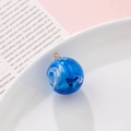 Pendentif sphère en résine nuage bleu lumineux avec oeillet doré pour bijoux DIY - Texture de Marbre Bleu et Blanc (31#)