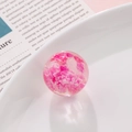 Pendentif sphérique en résine avec inclusions florales roses et fini clair - Boule Florale sans Trou Rose (32#)