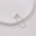 Cierre magnético de plata pulida con cadena de seguridad para collares y pulseras DIY - Cierre Esférico de Plata Gruesa-6mm