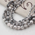 Perle rotonde in giada persiana maculata bianca e nera per la creazione di gioielli - 8mm / Giada Persiana Stile 42