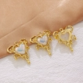 Golden alloy lace resin heart pendant with iridescent faux opal inlay for DIY jewelry - Gold Molten Heart (1#)