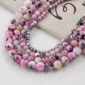 Perle in pietra naturale marmorizzata rosa e viola per la creazione di gioielli DIY - 8mm / Giada Persiana Stile 43