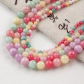 Cuentas de jade natural pulidas en colores macaron mixtos y varios tamaños para DIY - Style 53 / 12mm (30 Unidades) / Jade amarillo