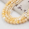 Polished yellow and white jade beads for DIY handmade necklace and bracelet jewelry - 12mm (30 Counts) / Beige Jade (38)