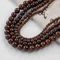 Polierte dunkelbraune Natursteinperlen in verschiedenen Größen für DIY-Schmuck - 12mm (30 Stück) / Braun (Creme-Jade - Stil 113)