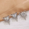 Lava style alloy heart pendant with iridescent resin inlay and silver frame for DIY jewelry - Silver Molten Heart (2#)