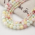 Cuentas redondas de jade natural en tonos pastel rosa y verde para joyería de DIY - Style 54 / 12mm (30 Unidades) / Jade Multicolor