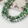 Teal natural jade 8mm round beads with moss agate texture for DIY jewelry making - Loose Beads Set / 4mm (10 Pcs) / Persian Jade - Green White Gray Ink Pattern (Style 49)