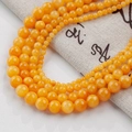 Polished yellow natural jade round beads for DIY handmade bracelets and necklaces - 4mm (10 Counts) / Cream Yellow Jade - Style 67