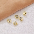 Set of five golden lace heart charms with resin inlay and cubic zirconia for DIY jewelry - Gold Small Rhinestone Heart (3#)
