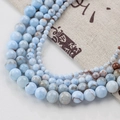 Perline rotonde in giada naturale a strisce azzurre per gioielli fai da te - 8mm (Filo di circa 50 Pezzi) / Giada Persiana a Strisce (Stile 105)