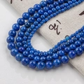 Lapis lazuli blue natural jade round beads in various sizes for DIY jewelry making - Blue (Cream Jade - Style 116)