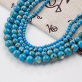 Cuentas redondas azules estilo turquesa en varios tamaños para joyería DIY y pulseras - 12mm (30 Unidades) / Patrón de Red Azul Oscuro (Shell Pine-120)