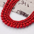 Cuentas turquesas rojas 4-12mm redondas con vetas negras para creación de joyas - 4mm (10 Unidades) / Rojo con vetas negras (Estilo 124)