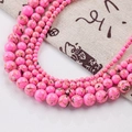 Cuentas de piedra cebra rosa para bisutería DIY en varios tamaños de 4mm a 12mm - 4mm (10 Unidades) / Rosa claro con vetas marrones (Estilo 125)