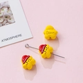Cute yellow star cartoon DIY bead with red hat and engraved Star text on pink background - 1#(kp6432) / Yellow Star with Red Hat