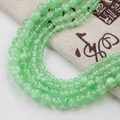 Polished natural green jade beads multi-layer necklace on textured beige jewelry pouch - Light Green (Style 100) / 4mm (10 Counts)