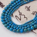 Cuentas redondas de turquesa azul pulido con texturas doradas para joyería DIY - Turquesa Línea Dorada-139 / 12mm (30 Unidades)