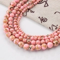 Cuentas de concha rosa textura mármol de varios tamaños para joyería DIY y pulseras - 4mm (10 Unidades) / Patrón de mármol rosa (Estilo 128)