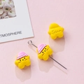 Cute yellow star alloy charm bead with pink striped nightcap for DIY jewelry making - 4#(kp6432) / Yellow Star with Pink Hat