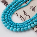 Cuentas redondas turquesa azul cielo 4-12mm con matriz natural para bisutería DIY - Turquesa-140 / 12mm (30 Unidades)
