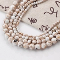 Cuentas redondas de turquesa sintética blanca con textura de mármol para joyas DIY - 4mm (10 Unidades) / Patrón de turquesa blanco (Estilo 129)