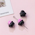 DIY cartoon star bear alloy beads in black and pink for handmade jewelry making - Black Bear with Pink Hat
