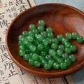Deep green glass abacus beads for DIY jewelry making displayed in a vintage wooden bowl - 3# Emerald Green