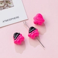 Pink cartoon star DIY bead charm with glossy enamel finish for bracelets and necklaces - Pink Star with Black Hat