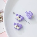 Purple resin bottle bead with white bear relief for DIY jewelry making and phone charms - Purple Animal Style (5#)