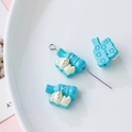 Cute blue bottle with white bear bead charm for DIY jewelry and phone chain crafting - Blue Bear Style (6#)