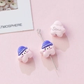 Pink star-shaped DIY bead charms with blue hats and 'Star' text for jewelry making - Pink Star with Blue Hat