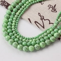 Natural apple green turquoise round beads with black veins for DIY jewelry making - Turquoise-143