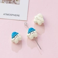 Creamy white cartoon star charms with blue sleep caps and star engraving for DIY jewelry - Cream White Star with Blue Hat