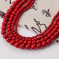 Polished red natural stone round beads with black marble texture for DIY jewelry making - Turquoise-145