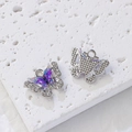 Ciondoli a farfalla viola e blu con strass argentati per la creazione di gioielli fai-da-te - Stile Aurora Viola Blu (1#)