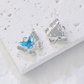 Ciondolo farfalla fai-da-te con smalto blu e zirconi scintillanti in finitura argento - Stile Effetto Smalto Blu (3#)