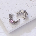 Silberner Mondanhänger mit rosa Stern, Perlen und Strasssteinen für DIY-Schmuck - 4# Rosa